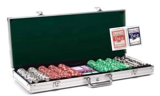 500 Chip Poker Set in Aluminum Case with Bee Poker Playing Cards main image